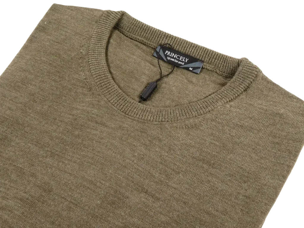Men PRINCELY Italian Wool Blend Crew Pullover Slim 84001-30 Cles Taupe 979