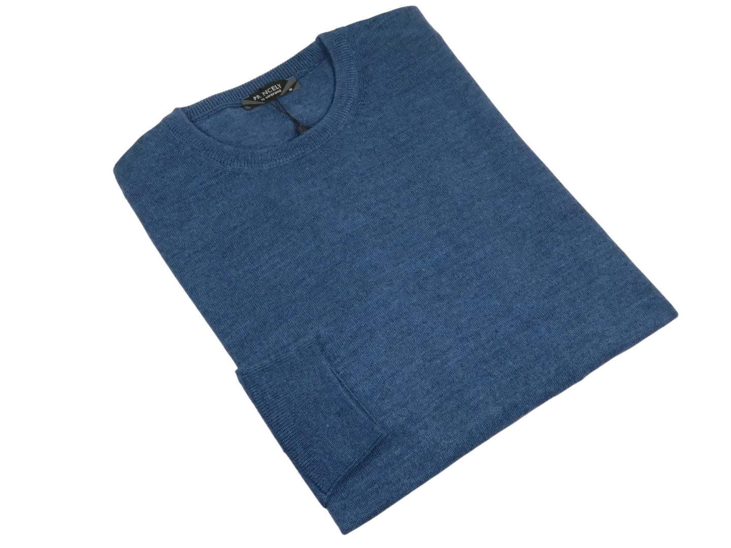 Men PRINCELY Italian Wool Blend Crew Pullover Slim 84001-30 Indigo Blue 282
