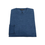 Men PRINCELY Italian Wool Blend Crew Pullover Slim 84001-30 Indigo Blue 282