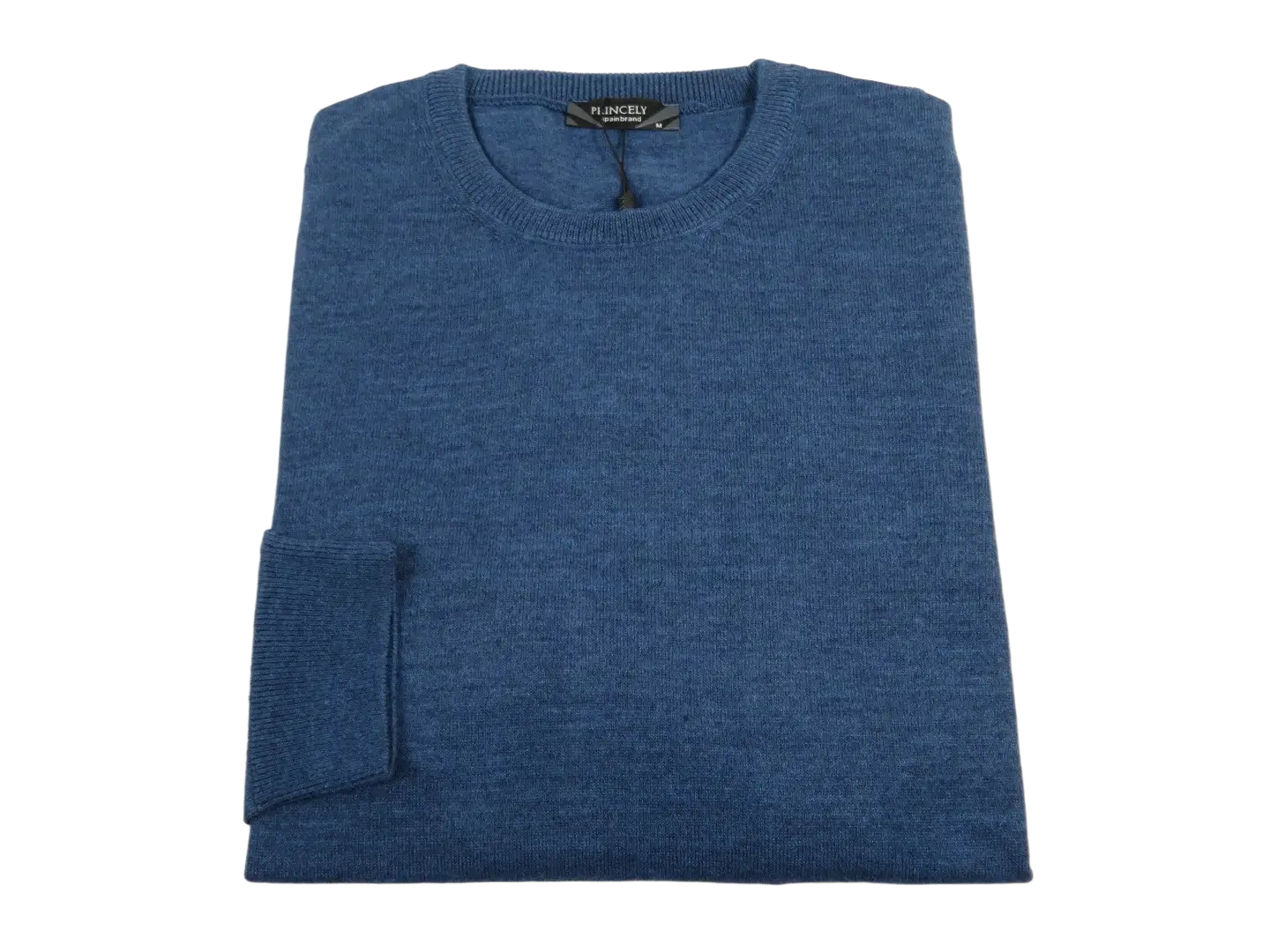 Men PRINCELY Italian Wool Blend Crew Pullover Slim 84001-30 Indigo Blue 282