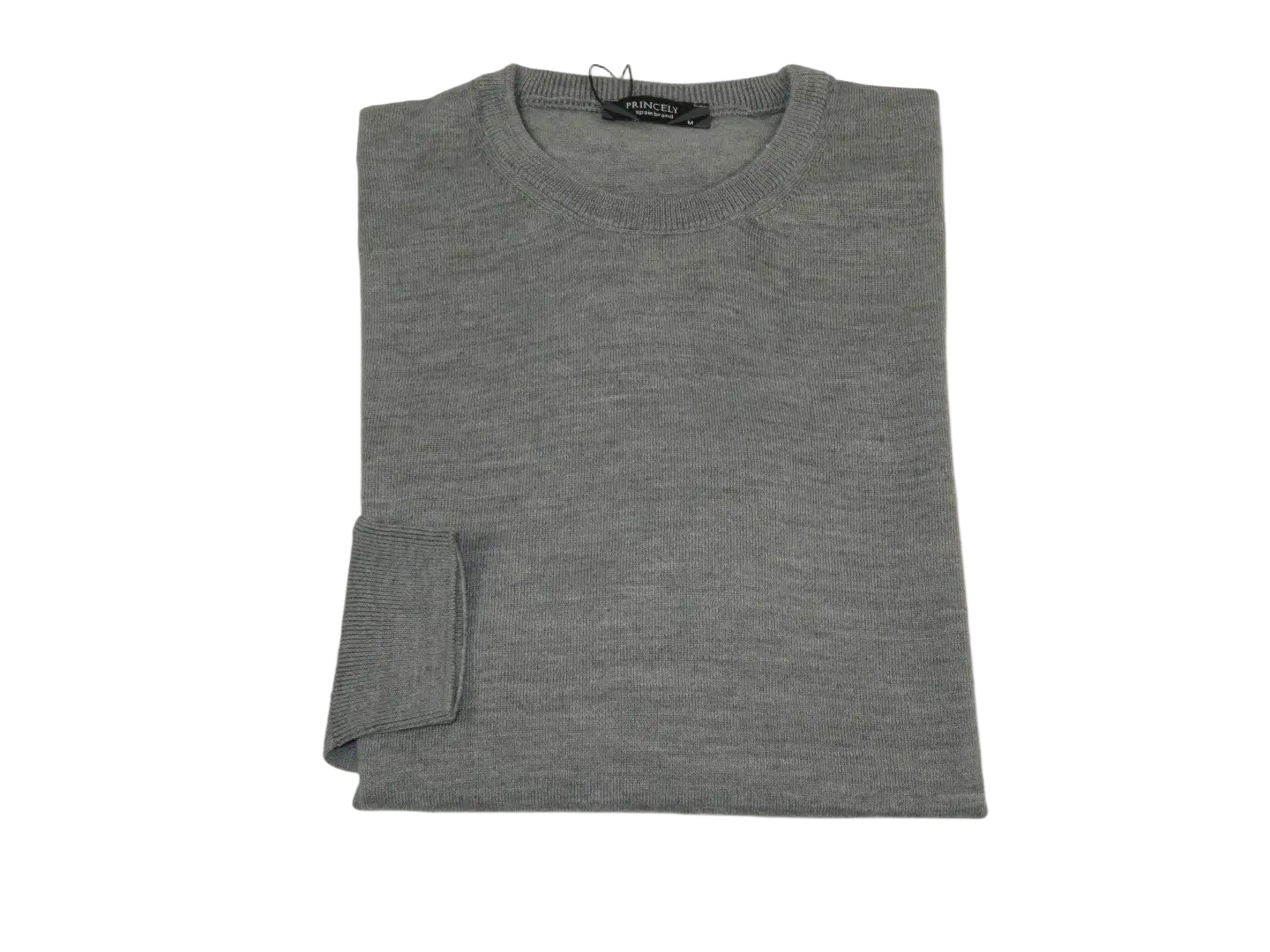 Men PRINCELY Italian Wool Blend Crew Pullover Slim 84001-30 O.Gri Lt Gray 412