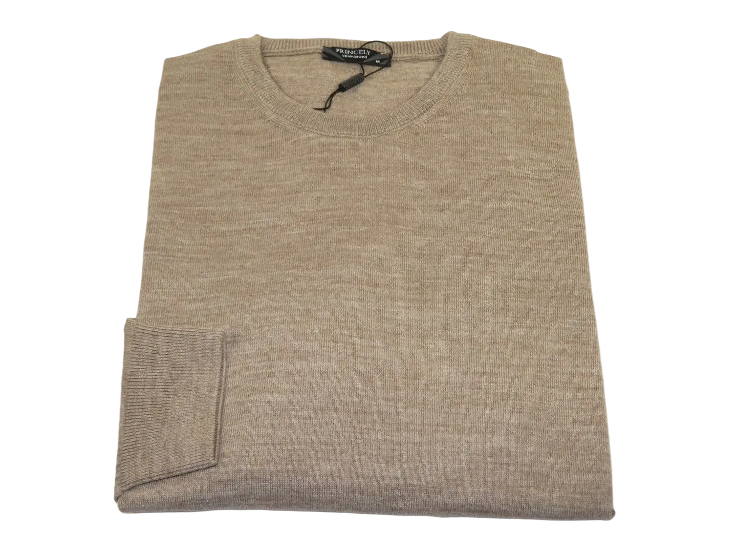 Men PRINCELY Italian Wool Blend Crew Pullover Slim 84001-30 Tas Tan 211