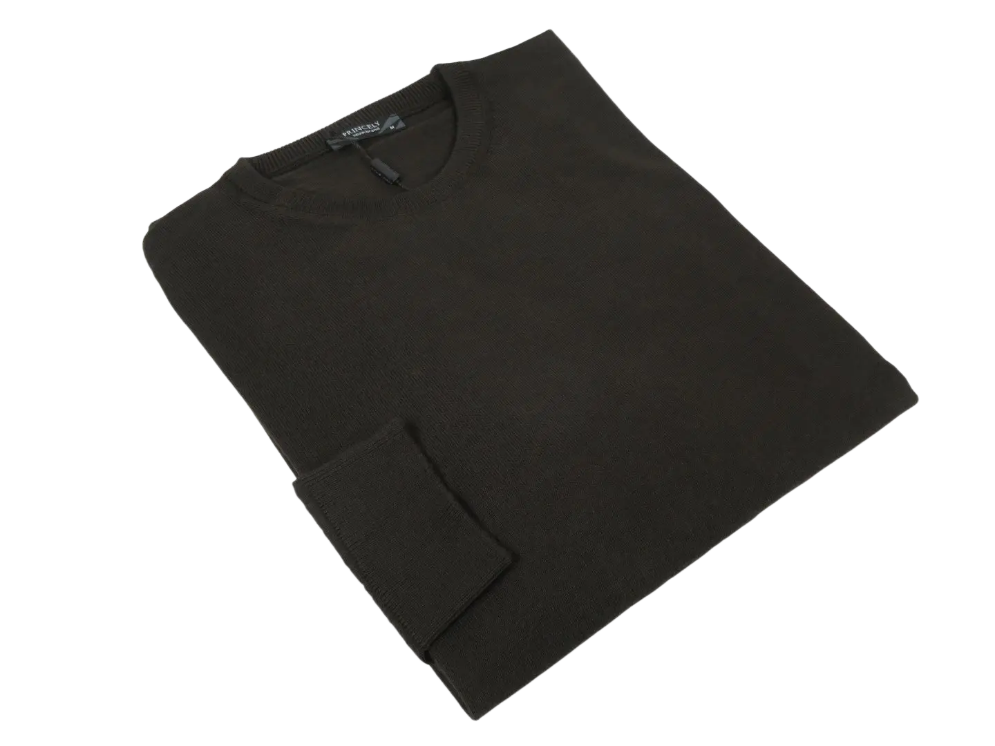 Men PRINCELY Italian Wool Blend Crew Pullover Slim 84001-30 K.Kahveh Brown 109