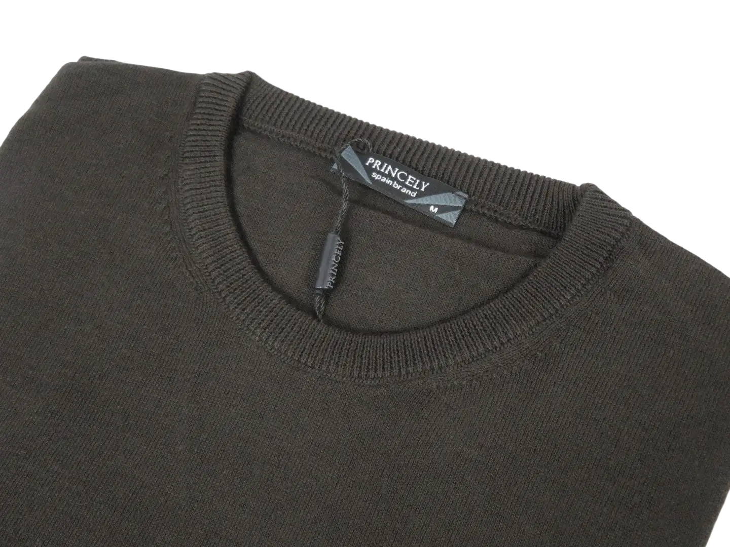 Men PRINCELY Italian Wool Blend Crew Pullover Slim 84001-30 K.Kahveh Brown 109