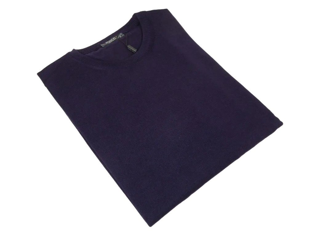 Men PRINCELY Italian Wool Blend Crew Pullover Slim 84001-30 Poker Purple 120