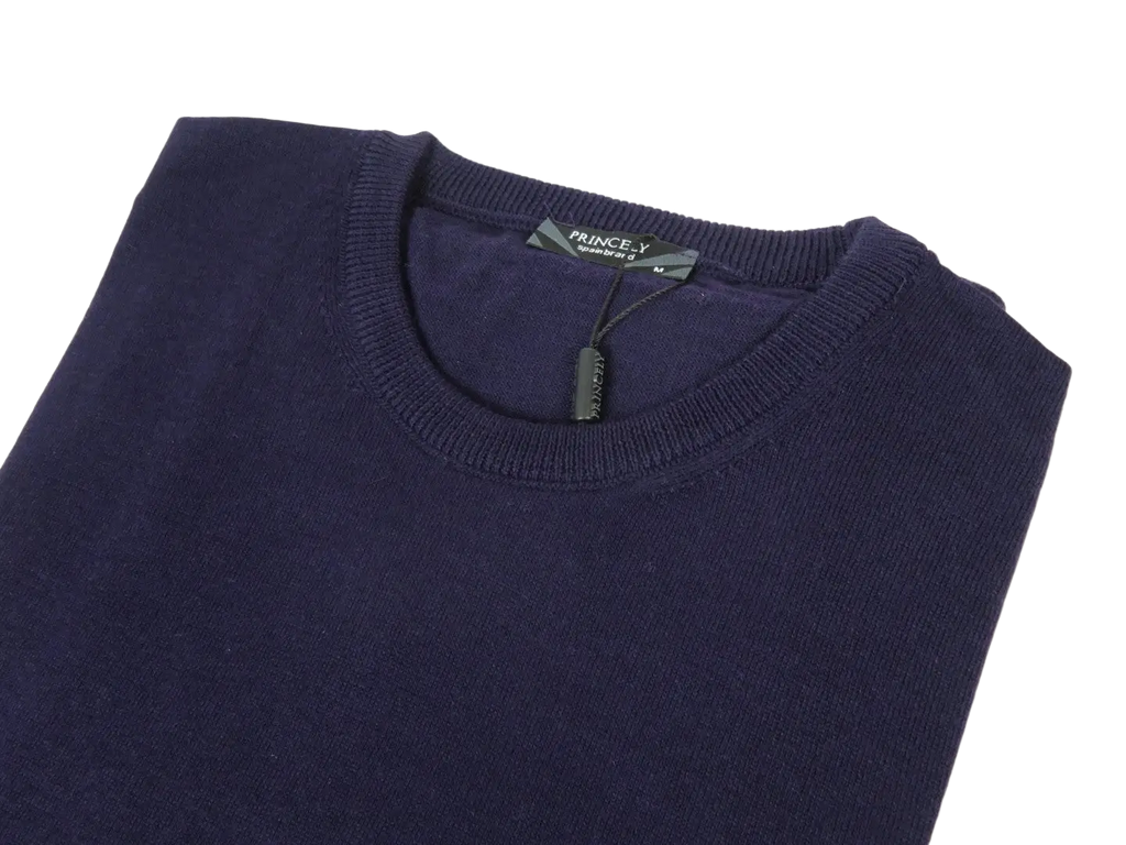 Men PRINCELY Italian Wool Blend Crew Pullover Slim 84001-30 Poker Purple 120