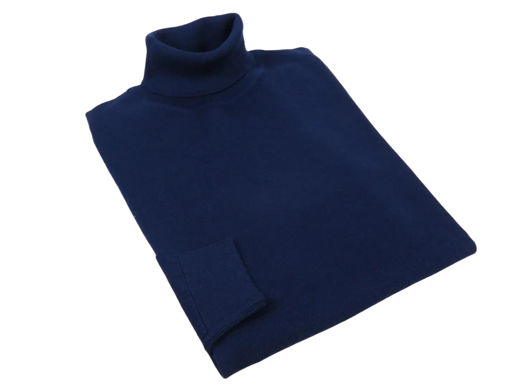 Men PRINCELY Italian Wool Blend Turtle Neck Pullover Slim 84001-80 Navy 102