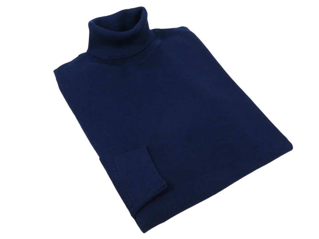 Men PRINCELY Italian Wool Blend Turtle Neck Pullover Slim 84001-80 Navy 102