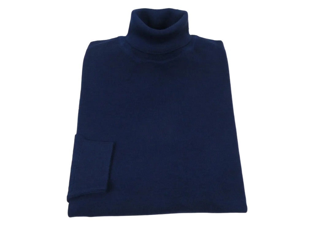 Men PRINCELY Italian Wool Blend Turtle Neck Pullover Slim 84001-80 Navy 102