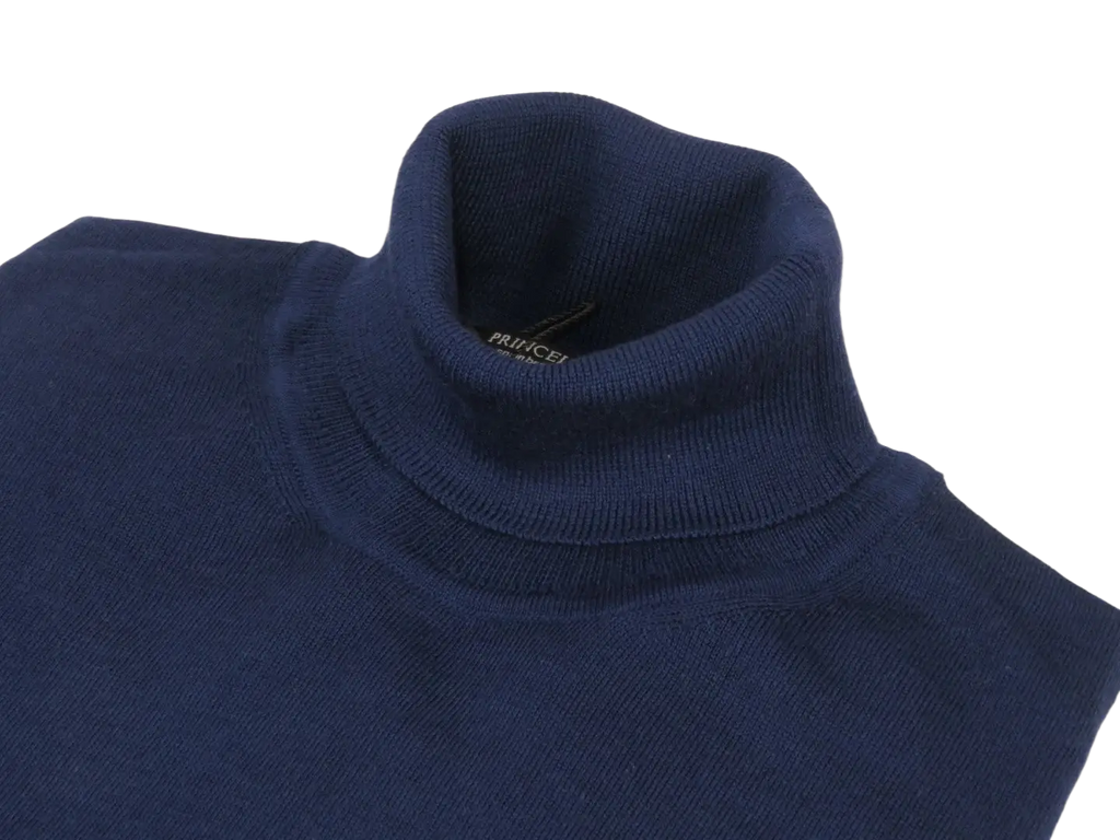 Men PRINCELY Italian Wool Blend Turtle Neck Pullover Slim 84001-80 Navy 102