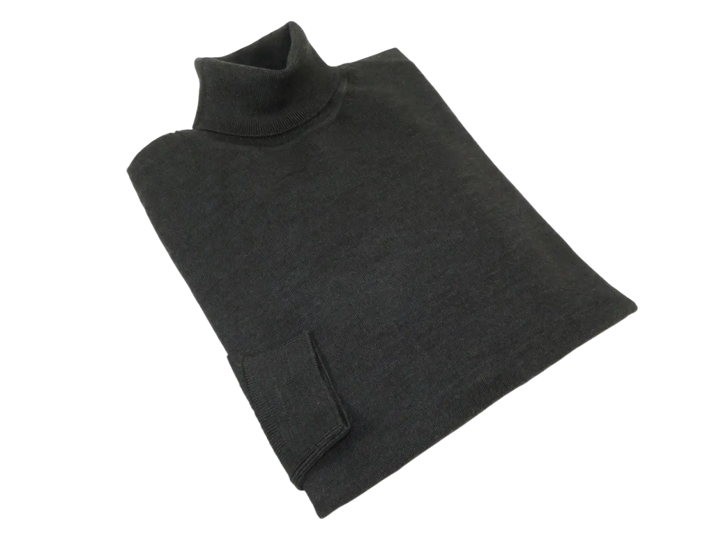 Men PRINCELY Italian Wool Blend Turtle Neck Pullover Slim 84001-80 Charcoal 103
