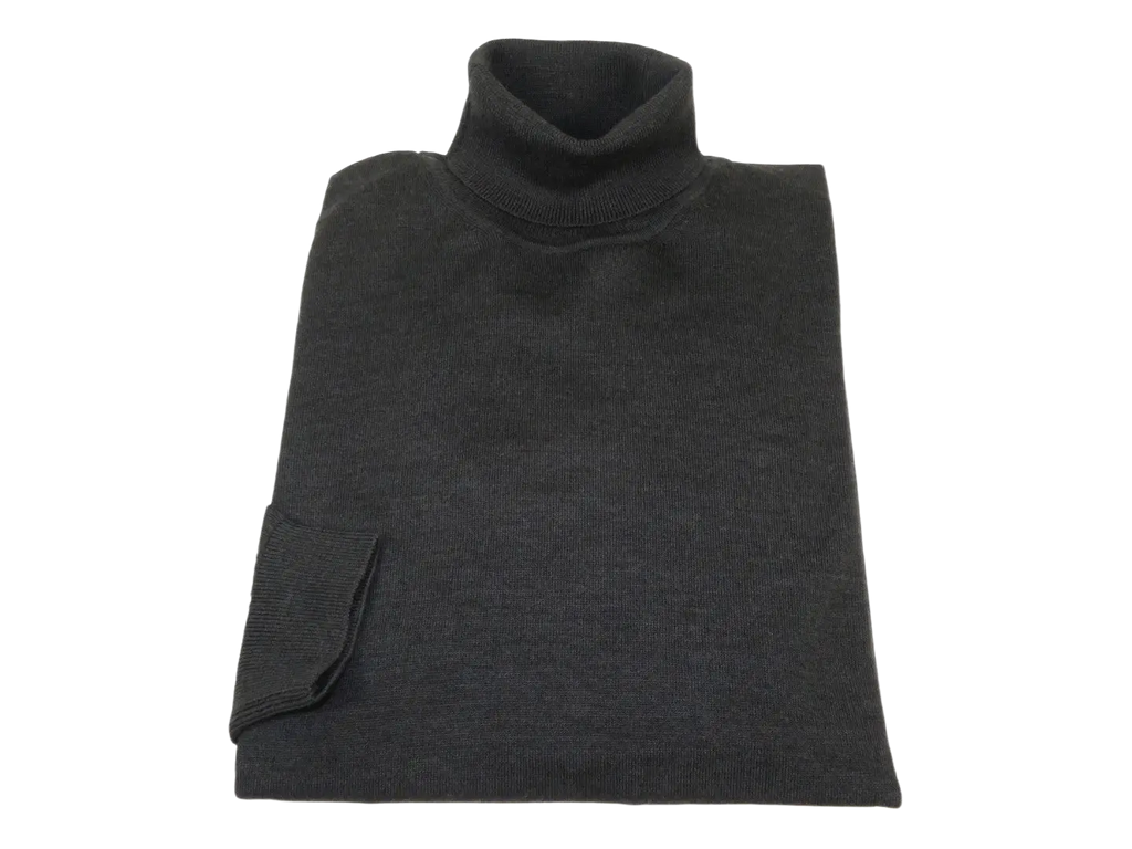 Men PRINCELY Italian Wool Blend Turtle Neck Pullover Slim 84001-80 Charcoal 103