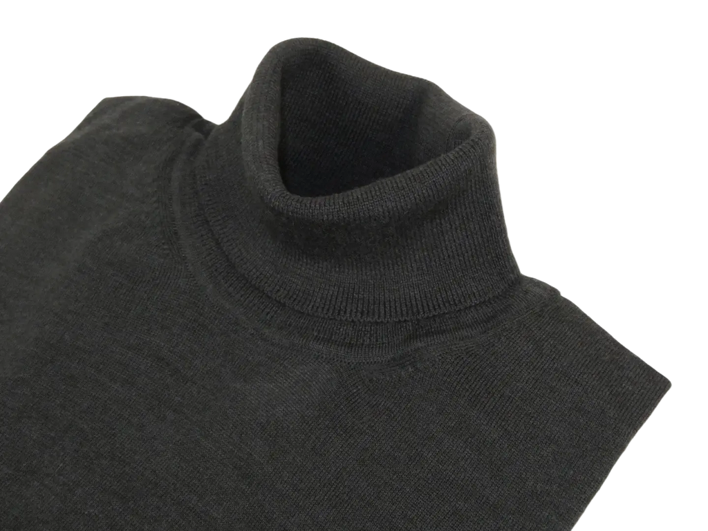 Men PRINCELY Italian Wool Blend Turtle Neck Pullover Slim 84001-80 Charcoal 103