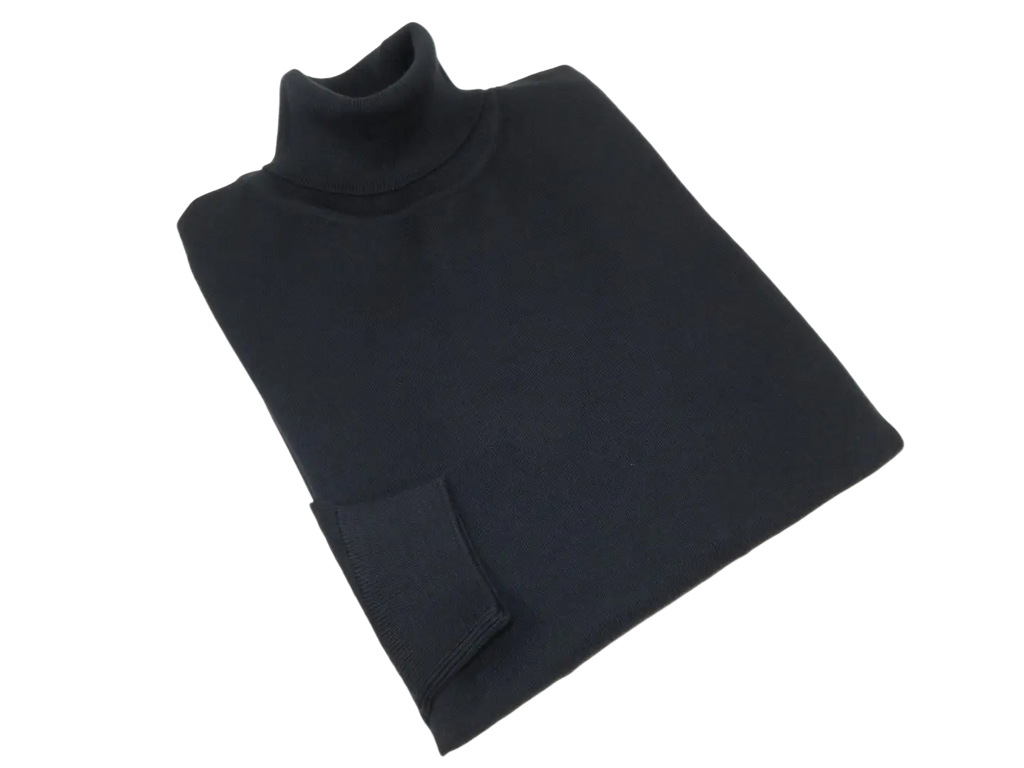 Men PRINCELY Italian Wool Blend Turtle Neck Pullover Slim 84001-80 Dark Navy 161