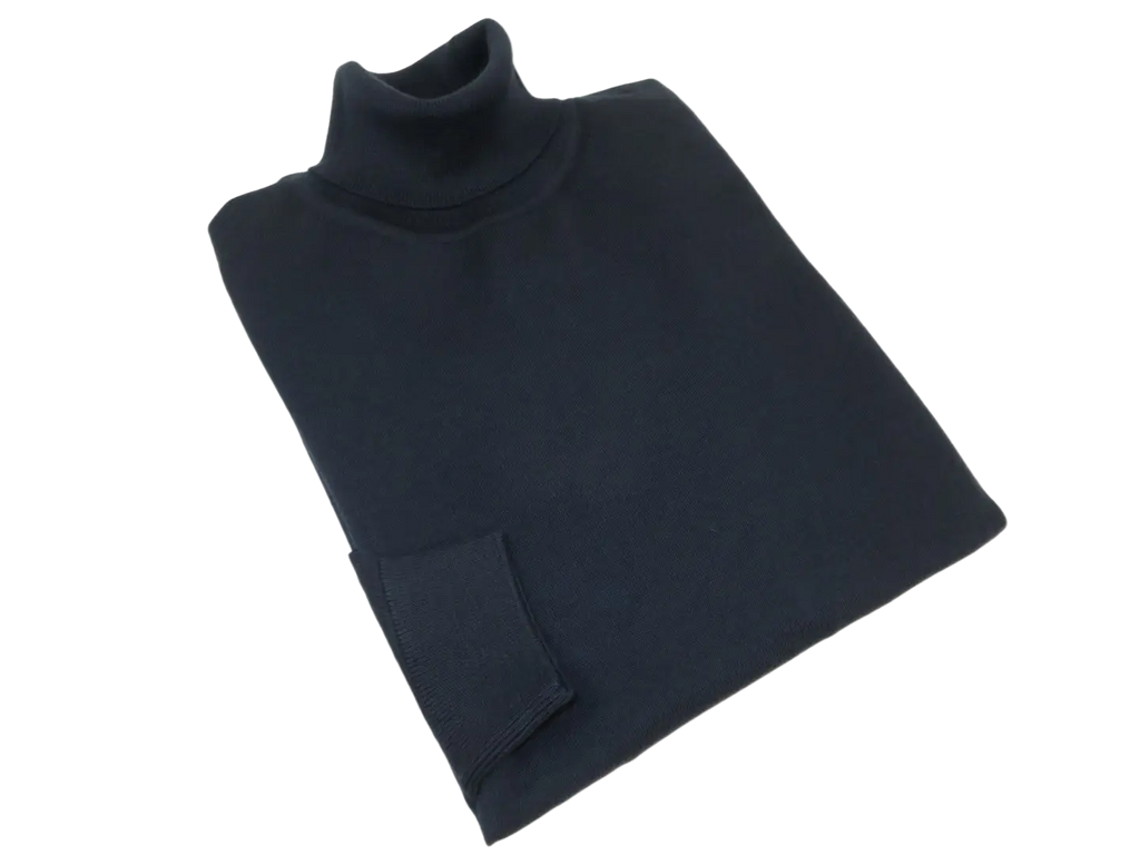 Men PRINCELY Italian Wool Blend Turtle Neck Pullover Slim 84001-80 Dark Navy 161