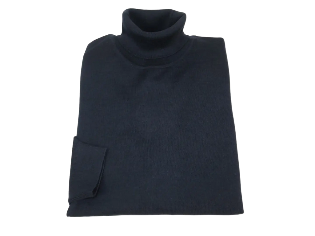 Men PRINCELY Italian Wool Blend Turtle Neck Pullover Slim 84001-80 Dark Navy 161