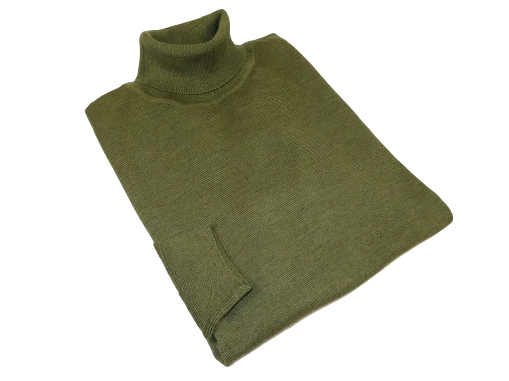 Men PRINCELY Italian Wool Blend Turtle Neck Pullover Slim 84001-80 Olive 265