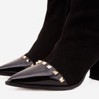 The Amethyst Studded Black Suede Leather Women’s Boot