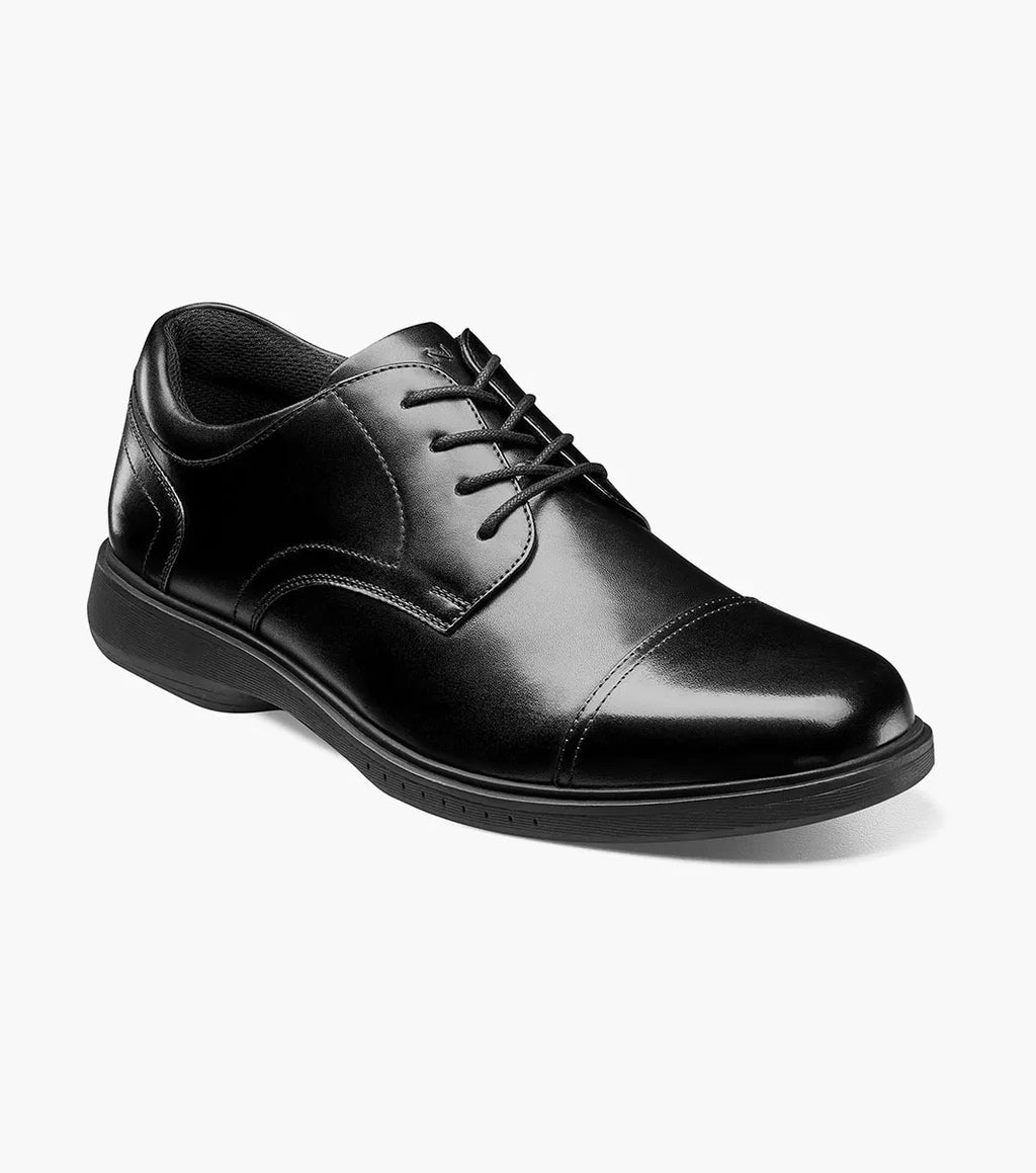 Nunn Bush KORE Pro Cap Toe Oxford Walking Shoes Black Leather 84944-001