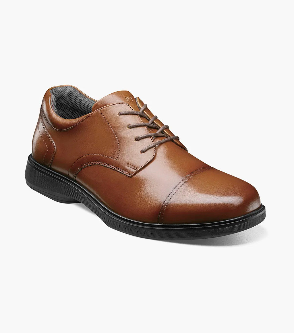 Nunn Bush KORE Pro Cap Toe Oxford Walking Shoes Cognac Leather 84944-221