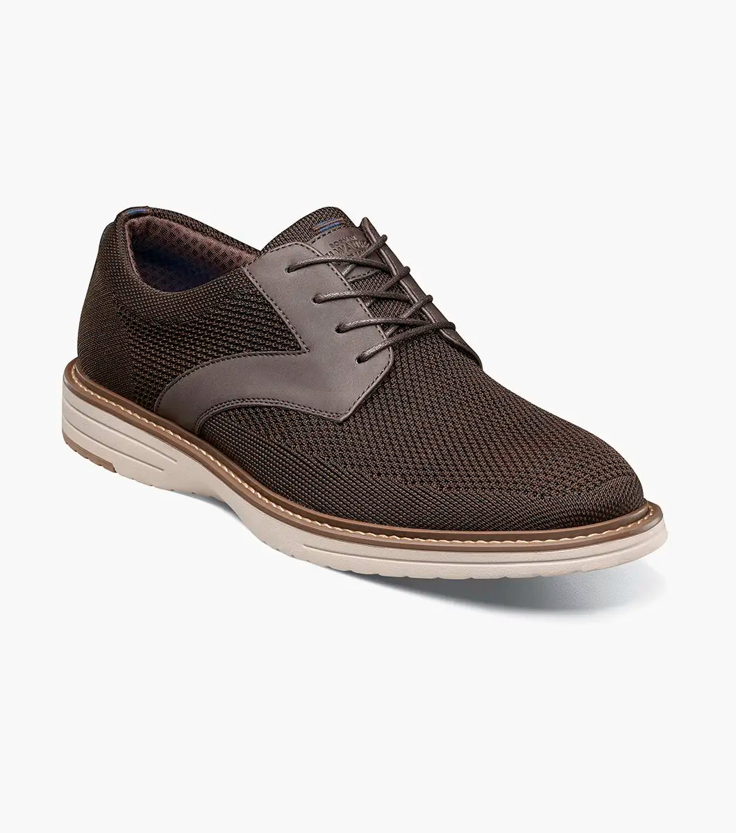 Nunn Bush Griff Knit Plain Toe Oxford Walking Shoes Brown Multi 85099-249