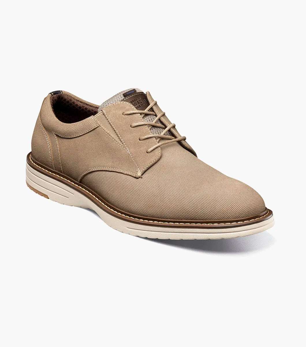 Nunn Bush Griff Suede Plain Toe Oxford Casual Shoes Stone 85107-275