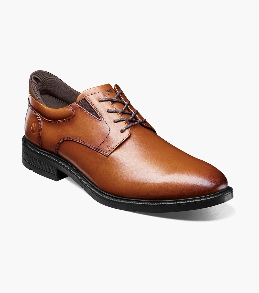 Nunn Bush KORE EZ Icon Plain Toe Oxford Shoes Cognac 85144-221