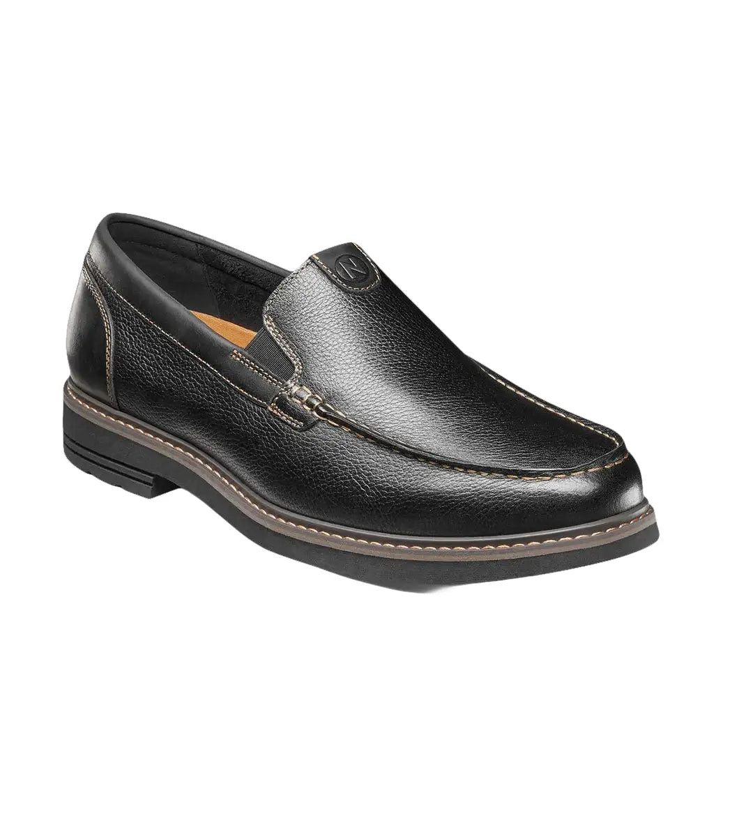 Nunn Bush Owen II Moc Toe Venetian Loafer Dress Shoes Black Tumbled 85153-007