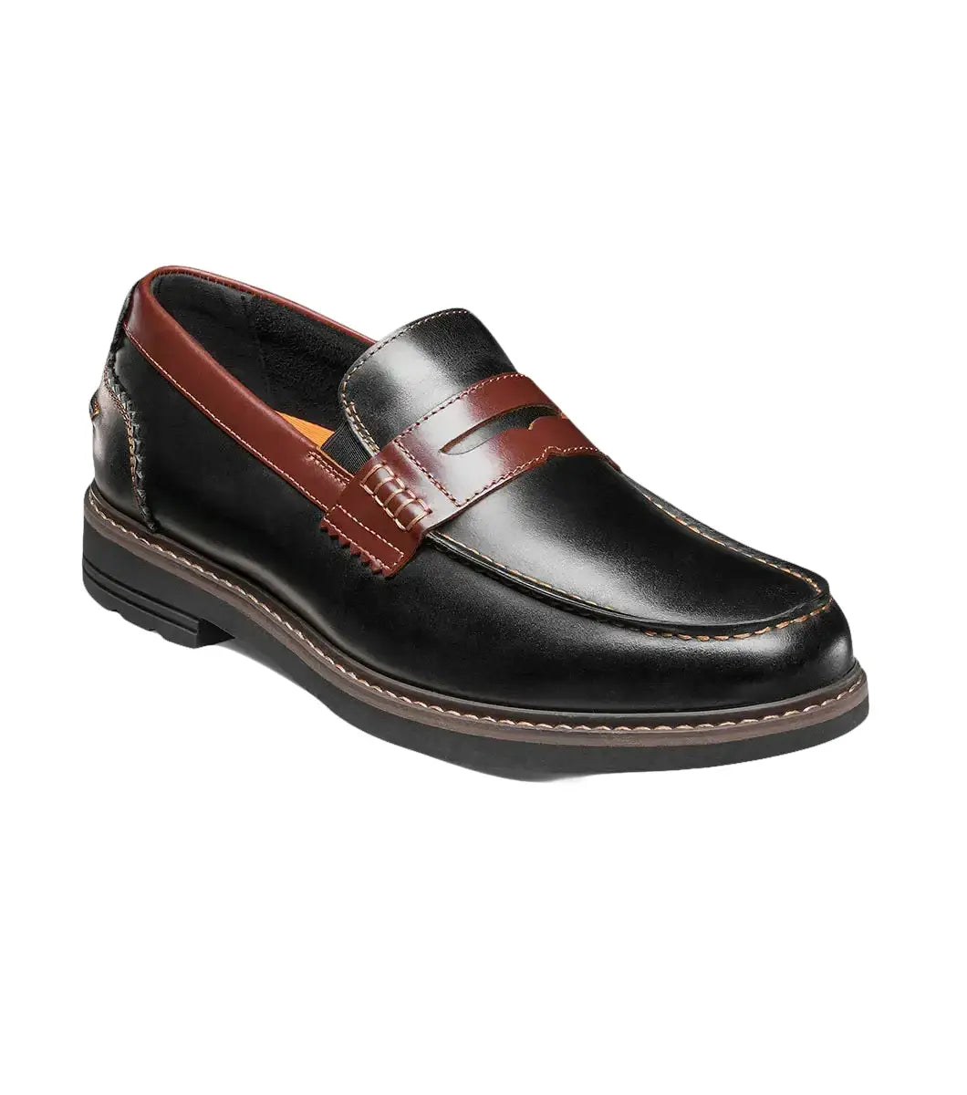 Nunn Bush Odin II Moc Toe Penny Loafer Shoes Black Multi 85154-009