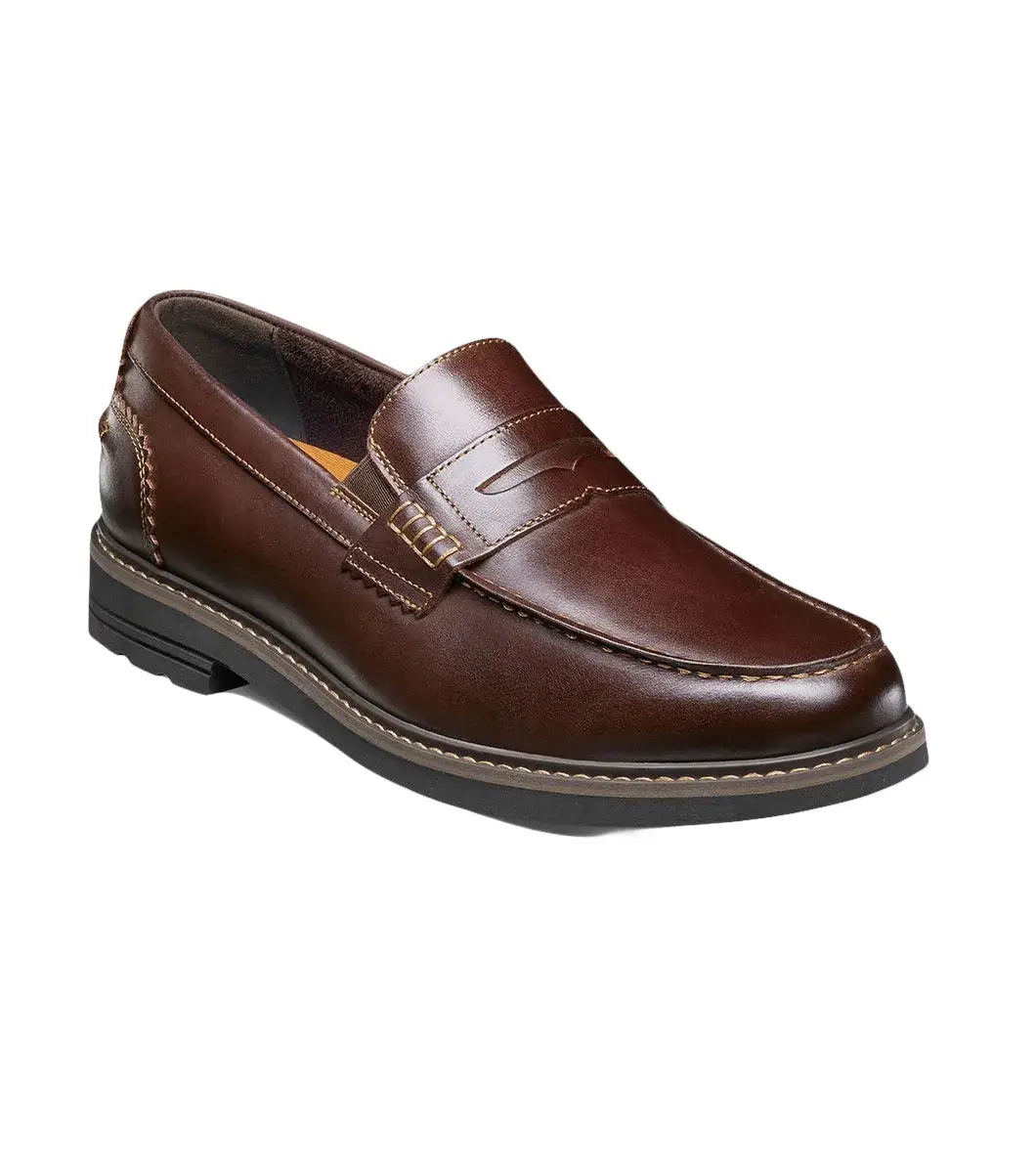 Nunn Bush Odin II Moc Toe Penny Loafer Shoes Burgundy 85154-601