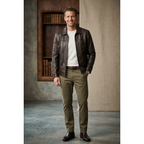 Men's VIA CONDOTTI Fine Lamb Skin Leather Zipper Jacket 8614 Dark Brown