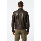 Men's VIA CONDOTTI Fine Lamb Skin Leather Zipper Jacket 8614 Dark Brown