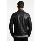 Men's VIA CONDOTTI Fine Lamb Skin Leather Zipper Jacket 8614 Black