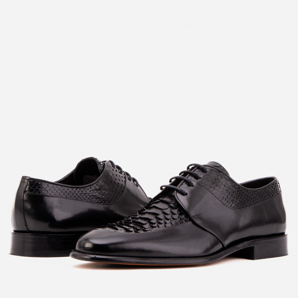 The Arven Black Snake Leather Men Shoe