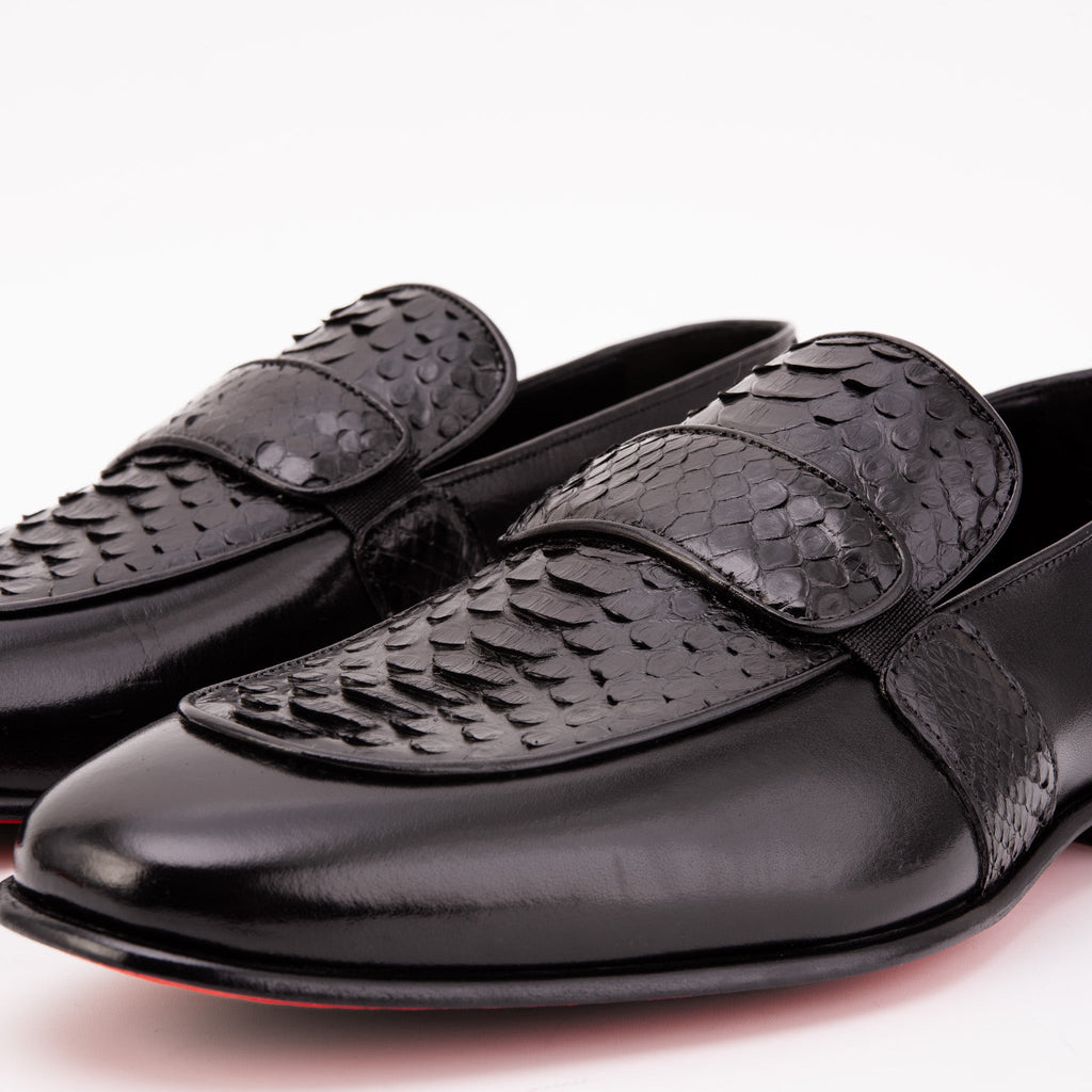 The Dorian Black Snake & Baby Buffalo Leather Loafer Men Shoe