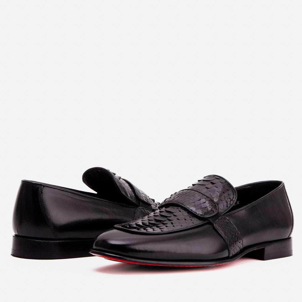 The Dorian Black Snake & Baby Buffalo Leather Loafer Men Shoe