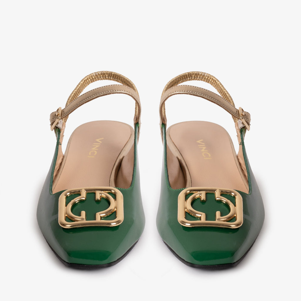 The Rosalinda Green Patent Leather Women Flat Slingback Sandal