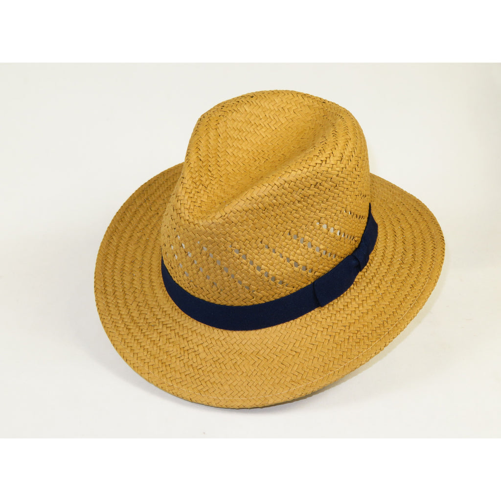 Men's Summer Hat By Broner Woven Straw Style Safari RAMBLER 88-236 Khaki/Navy
