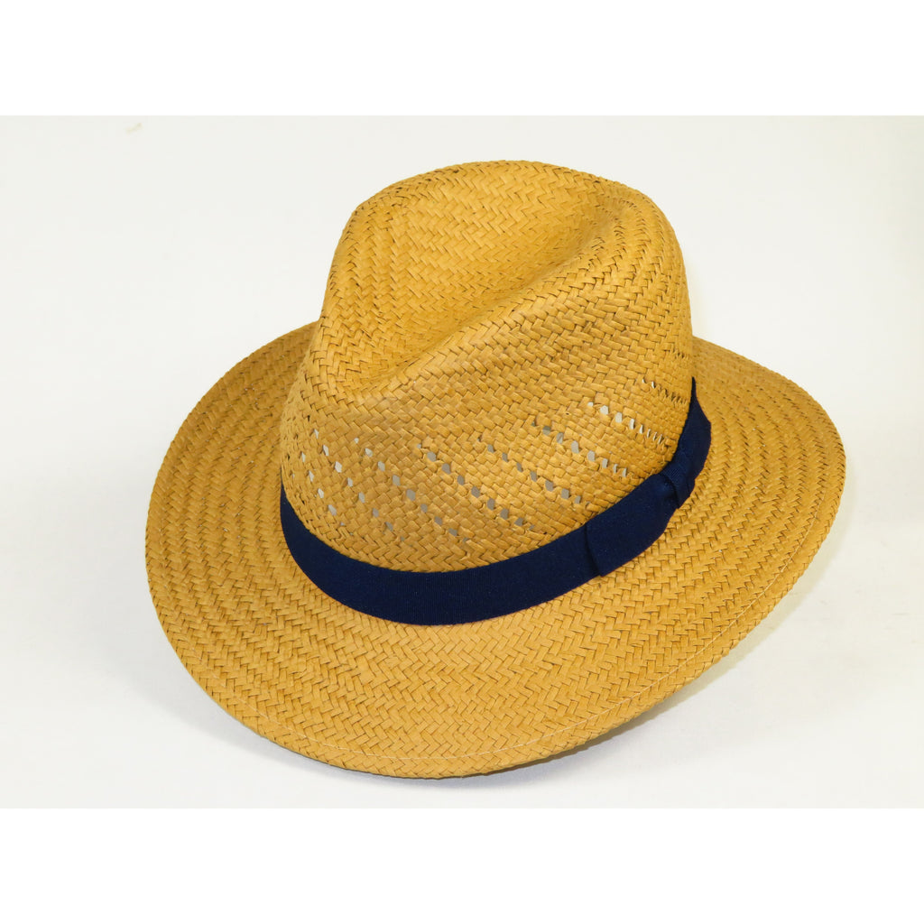 Men's Summer Hat By Broner Woven Straw Style Safari RAMBLER 88-236 Khaki/Navy