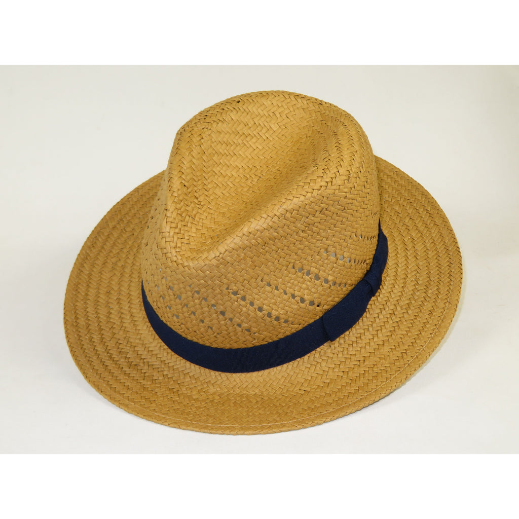 Men's Summer Hat By Broner Woven Straw Style Safari RAMBLER 88-236 Khaki/Navy