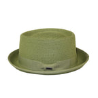 Men's Broner Summer Hat Woven Straw Style Porkpie STAND UP 88-8600 Olive