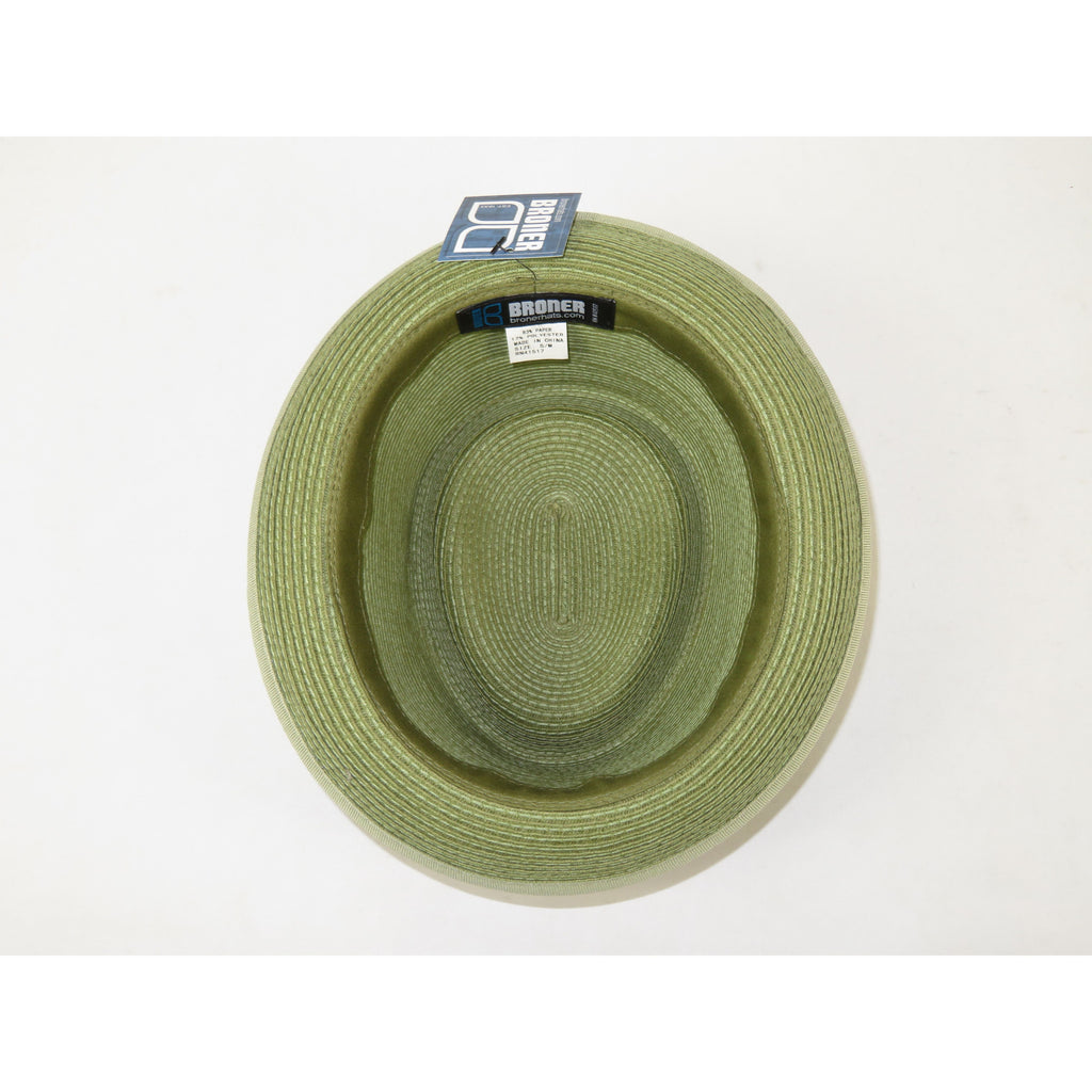 Men's Broner Summer Hat Woven Straw Style Porkpie STAND UP 88-8600 Olive