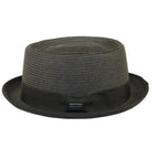 Men's Broner Summer Hat Woven Straw Style Porkpie STAND UP 88-8601 Black