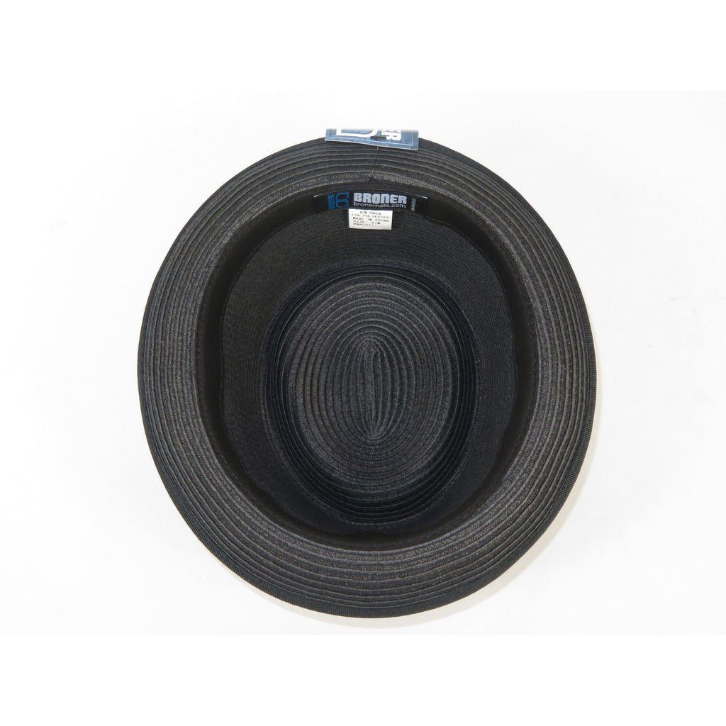Men's Broner Summer Hat Woven Straw Style Porkpie STAND UP 88-8601 Black