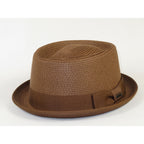 Men's Broner Summer Hat Woven Straw Style Porkpie STAND UP 88-8602 Brown