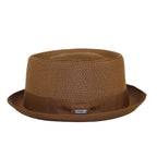 Men's Broner Summer Hat Woven Straw Style Porkpie STAND UP 88-8602 Brown