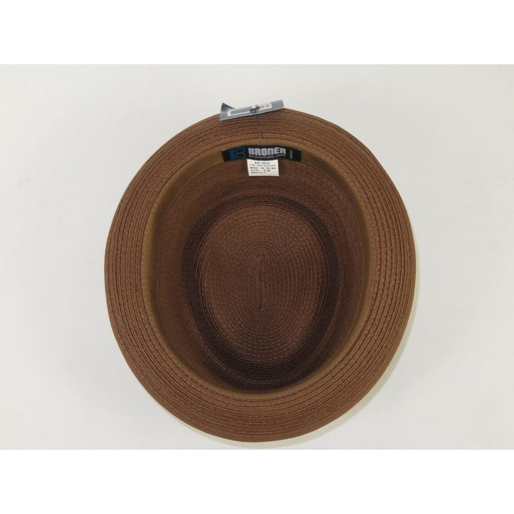 Men's Broner Summer Hat Woven Straw Style Porkpie STAND UP 88-8602 Brown