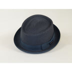 Men's Broner Summer Hat Woven Straw Style Porkpie STAND UP 88-8604 Navy