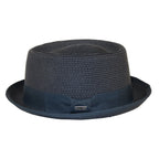 Men's Broner Summer Hat Woven Straw Style Porkpie STAND UP 88-8604 Navy