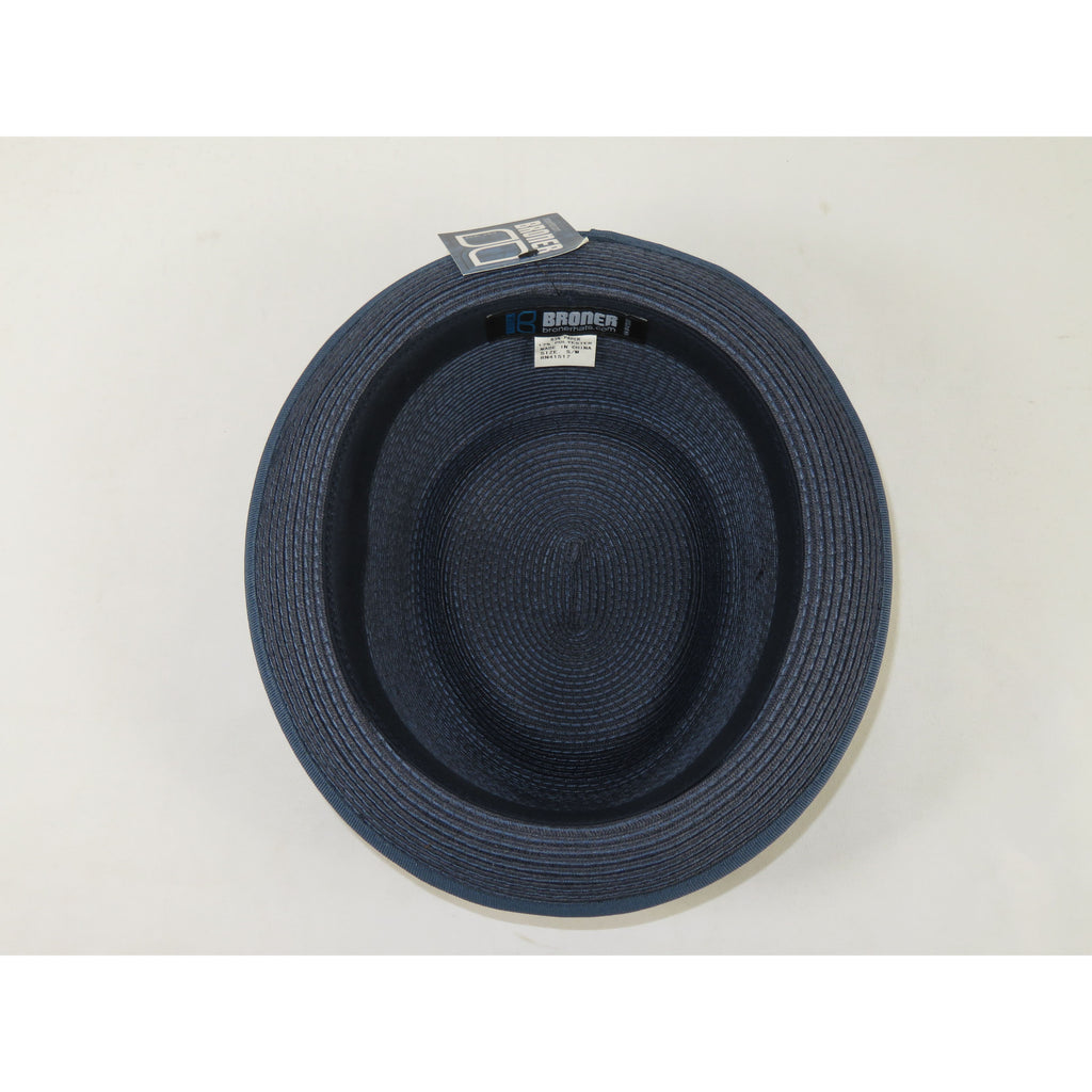 Men's Broner Summer Hat Woven Straw Style Porkpie STAND UP 88-8604 Navy